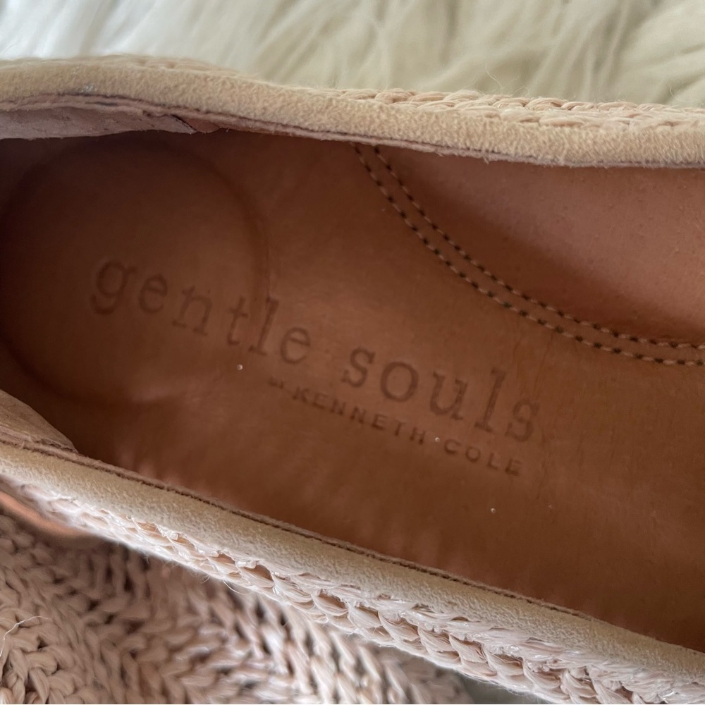 GENTLE SOULS Kenneth Cole Leather Woven Natural Beige Eugene Smoking Flats EUC 8 - Picture 10 of 12